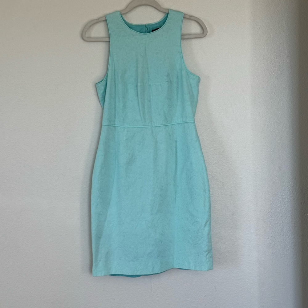 J. Crew Women's Matelasse Tiffany Blue Sheath Dress Aqua Size 8 $138 - Picture 2 of 10